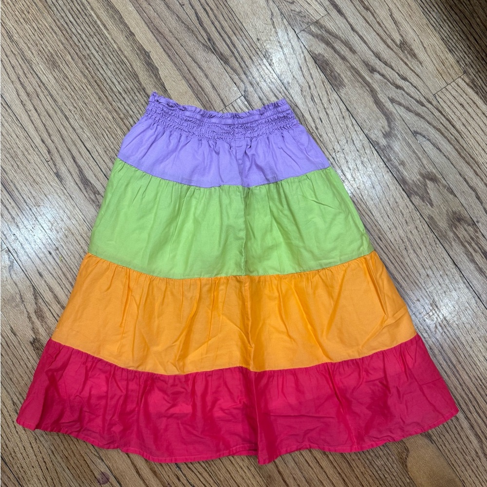 Gymboree Colorblock Tiered Midi Skirt Vacation Summer Beach Resort Size 5